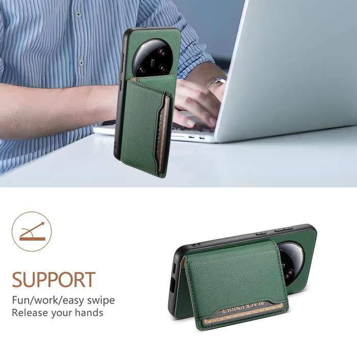 For Xiaomi 13 Ultra Calf Texture Card Bag Design Full Coverage Phone Case(Green)