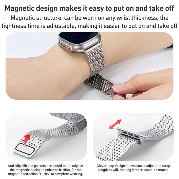 For Apple Watch Series 6 44mm Milanese Loop Magnetic Clasp Stainless Steel Watch Band(Silver)