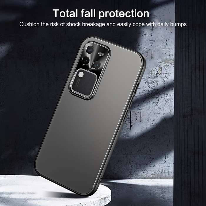 For vivo S18 Pro R-JUST RJ-61 Electroplating Frosted TPU + PC Phone Case with Holder(Blue)