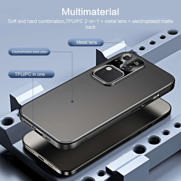 For vivo S18 Pro R-JUST RJ-61 Electroplating Frosted TPU + PC Phone Case with Holder(Blue)