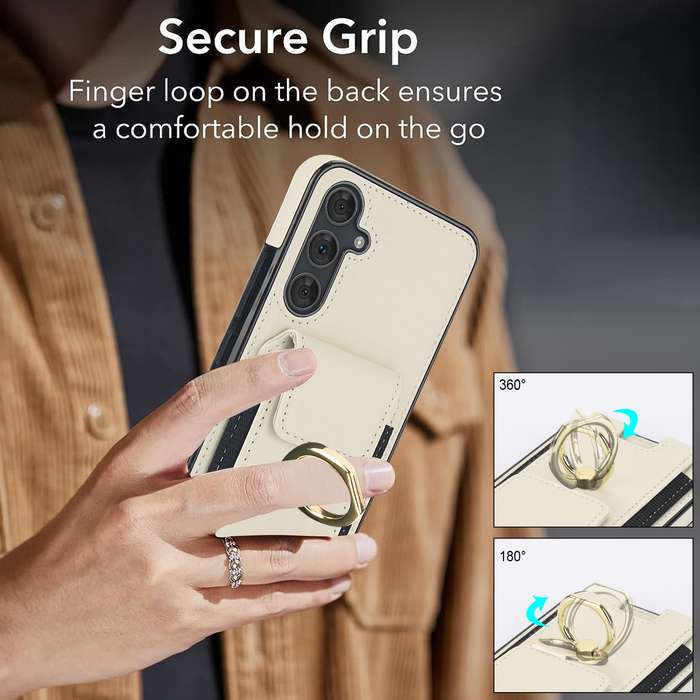 For Samsung Galaxy A54 Elastic Card Bag Ring Holder Phone Case(White)