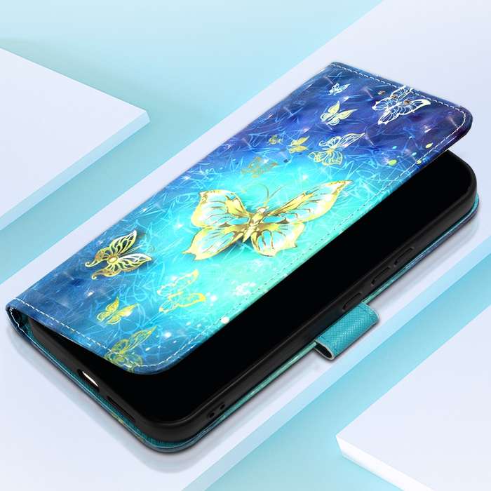 For OPPO Reno11 5G Global 3D Painting Horizontal Flip Leather Phone Case(Golden Butterfly)