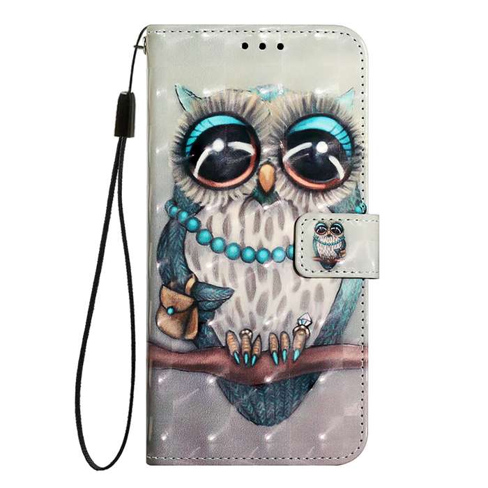 For OPPO Find X7 3D Painting Horizontal Flip Leather Phone Case(Grey Owl)