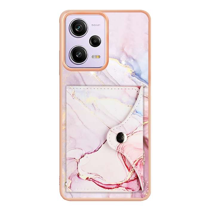 For Xiaomi Poco X5 Pro 5G Marble Pattern IMD Card Slot Phone Case(Rose Gold)