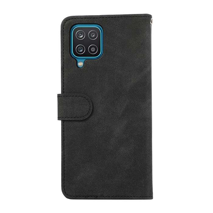 For Samsung Galaxy A12 ABEEL Color Block Magnetic RFID Leather Phone Case(Black-Green)