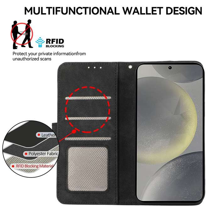 For Samsung Galaxy A12 ABEEL Color Block Magnetic RFID Leather Phone Case(Black-Green)