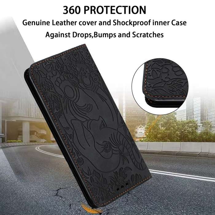 For Xiaomi Redmi 9A Retro Elephant Embossed Leather Phone Case(Black)