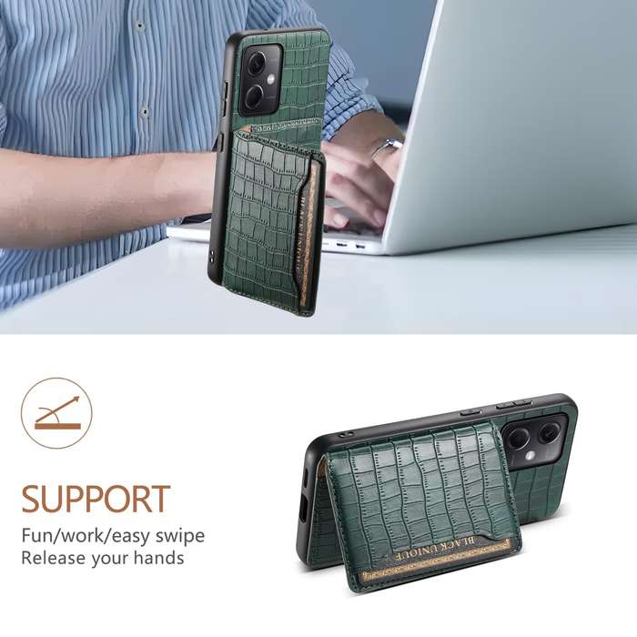 For Xiaomi Redmi Note 12 4G Global Crocodile Texture Card Bag Design Full Coverage Phone Case(G