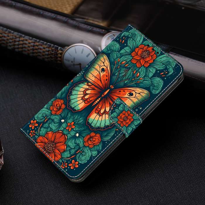 For Samsung Galaxy A05 Crystal Painted Leather Phone case(Flower Butterfly)