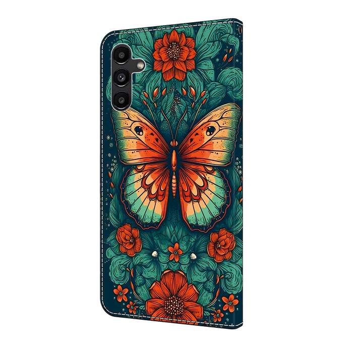 For Samsung Galaxy A05 Crystal Painted Leather Phone case(Flower Butterfly)