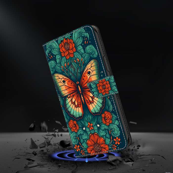 For Samsung Galaxy A05 Crystal Painted Leather Phone case(Flower Butterfly)