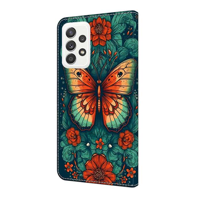 For Samsung Galaxy M33 5G Crystal Painted Leather Phone case(Flower Butterfly)