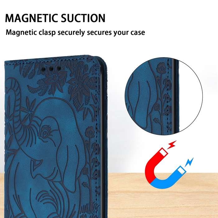 For Samsung Galaxy A35 5G Retro Elephant Embossed Leather Phone Case(Blue)