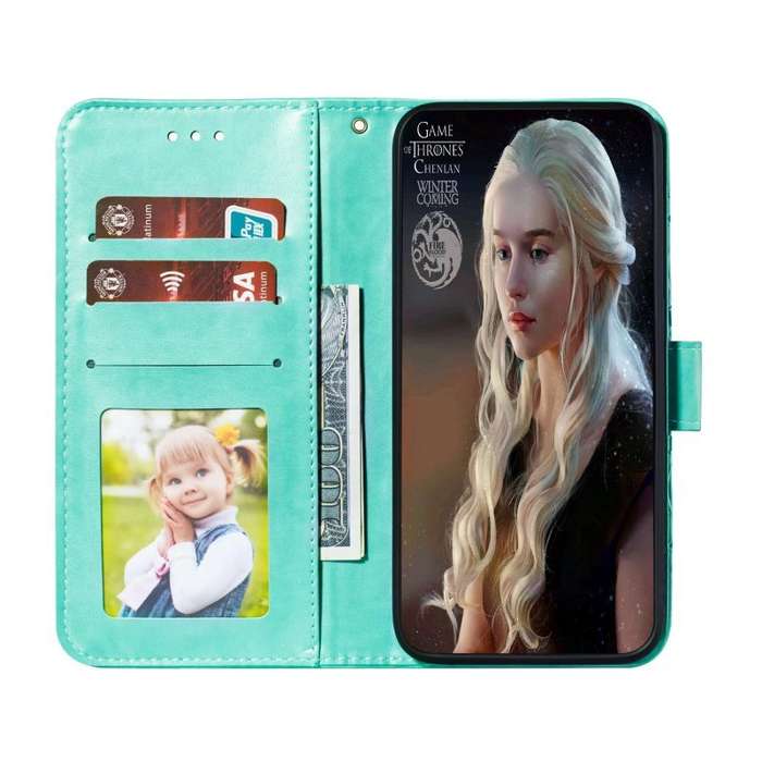 For OPPO A57 5G Sun Mandala Embossing Pattern Phone Leather Case(Green)