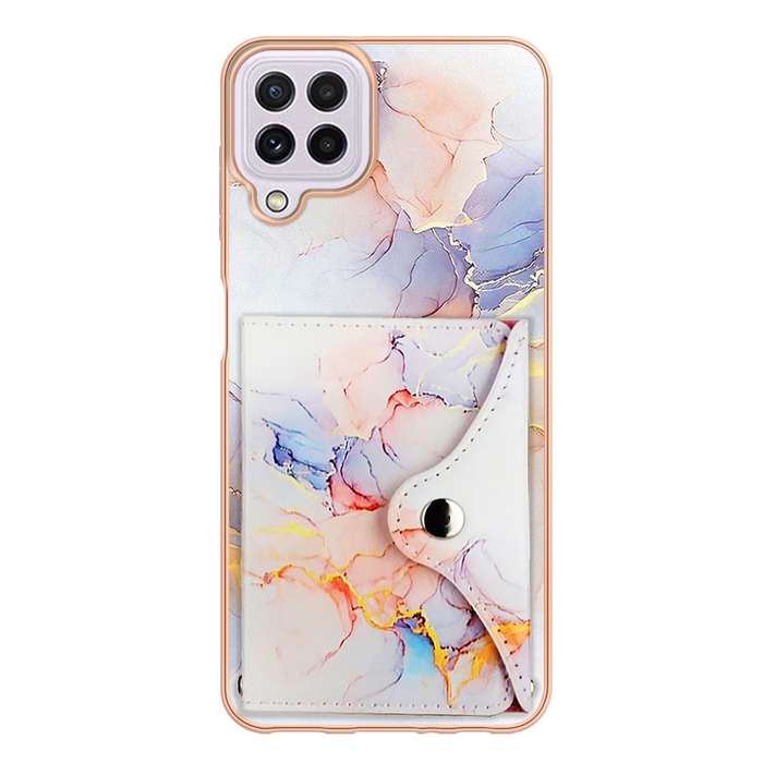 For Samsung Galaxy A22 4G EU Version Marble Pattern IMD Card Slot Phone Case(Galaxy Marble Whit