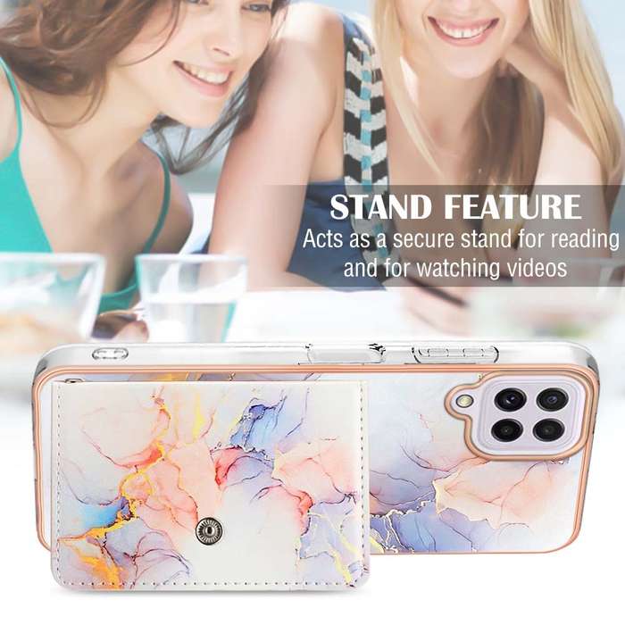 For Samsung Galaxy A22 4G EU Version Marble Pattern IMD Card Slot Phone Case(Galaxy Marble Whit