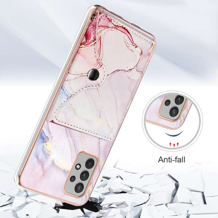 For Samsung Galaxy A32 4G EU Version Marble Pattern IMD Card Slot Phone Case(Rose Gold)
