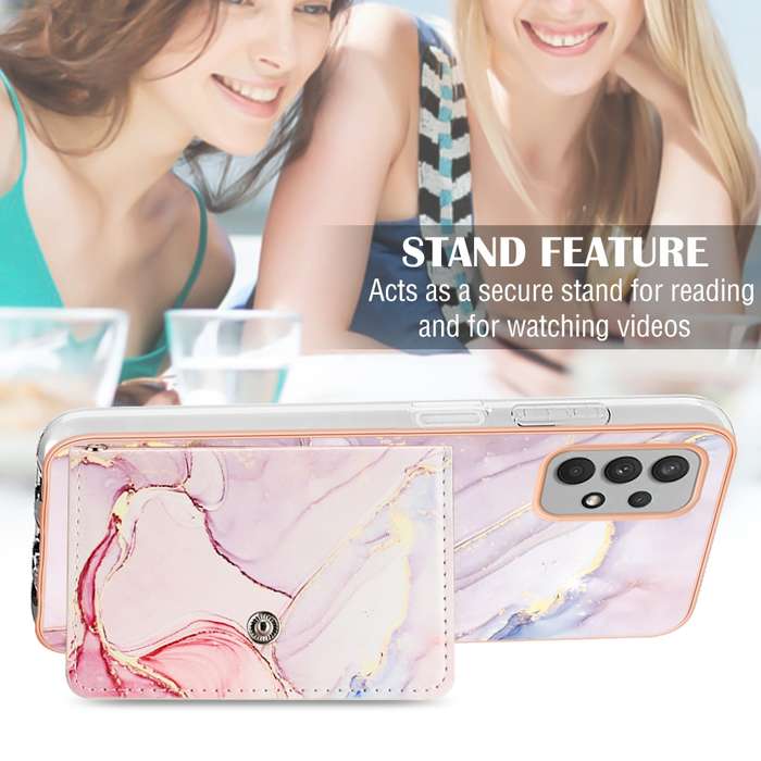 For Samsung Galaxy A32 4G EU Version Marble Pattern IMD Card Slot Phone Case(Rose Gold)