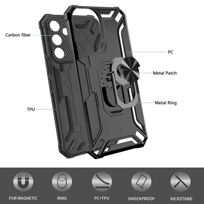For Samsung Galaxy A55 5G Warship Armor 2 in 1 Shockproof Phone Case(Dark Green)