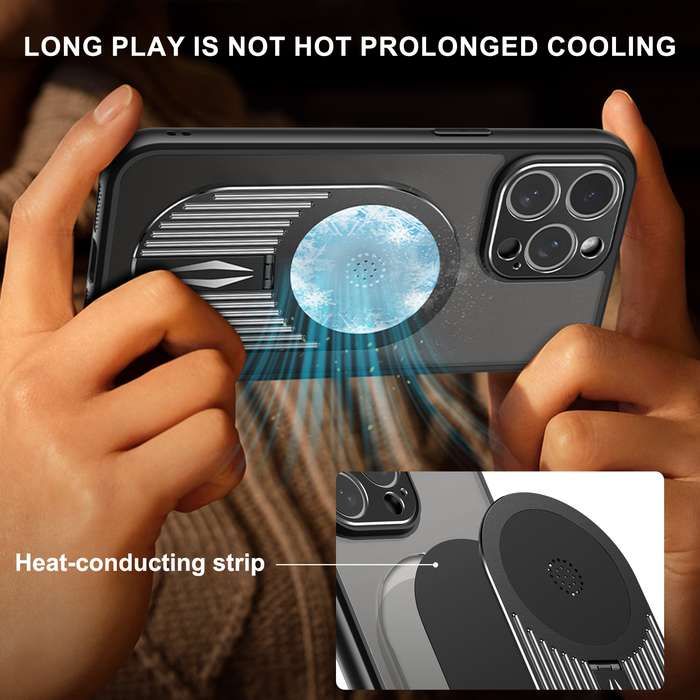 For iPhone 15 Pro Heat Dissipation Aromatherapy Holder Phone Case(Black)