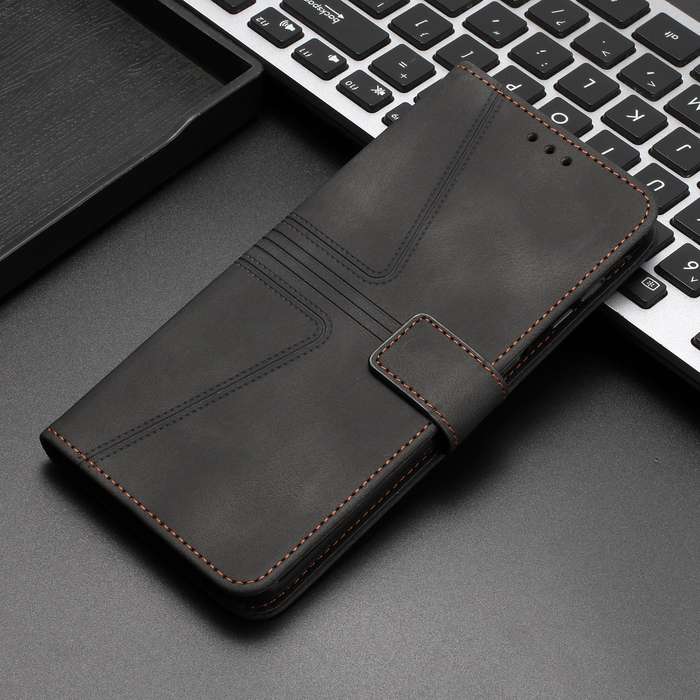For Samsung Galaxy S23 FE 5G Triangle Solid Color Leather Phone Case(Black)
