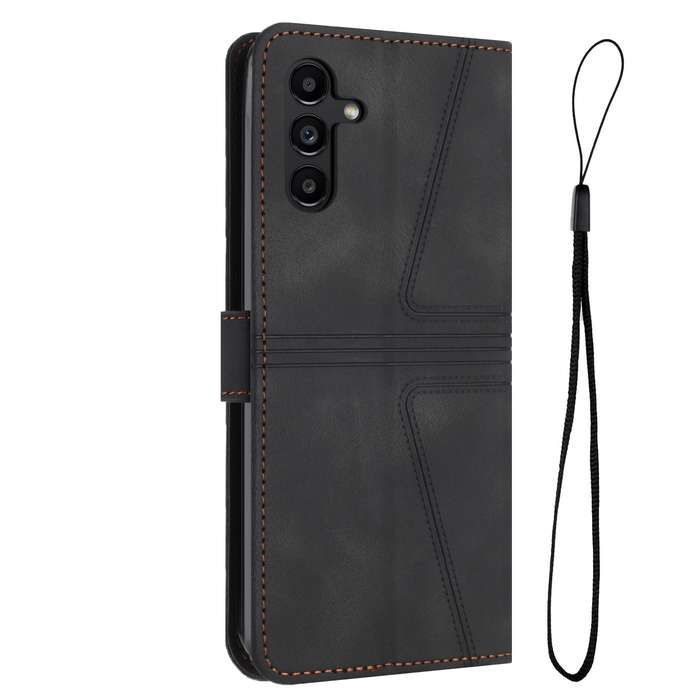 For Samsung Galaxy S23 FE 5G Triangle Solid Color Leather Phone Case(Black)
