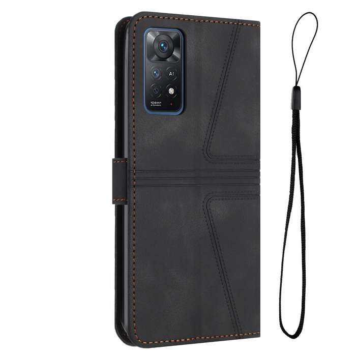 For Redmi Note 11 Pro 5G/4G Global Triangle Solid Color Leather Phone Case(Black)