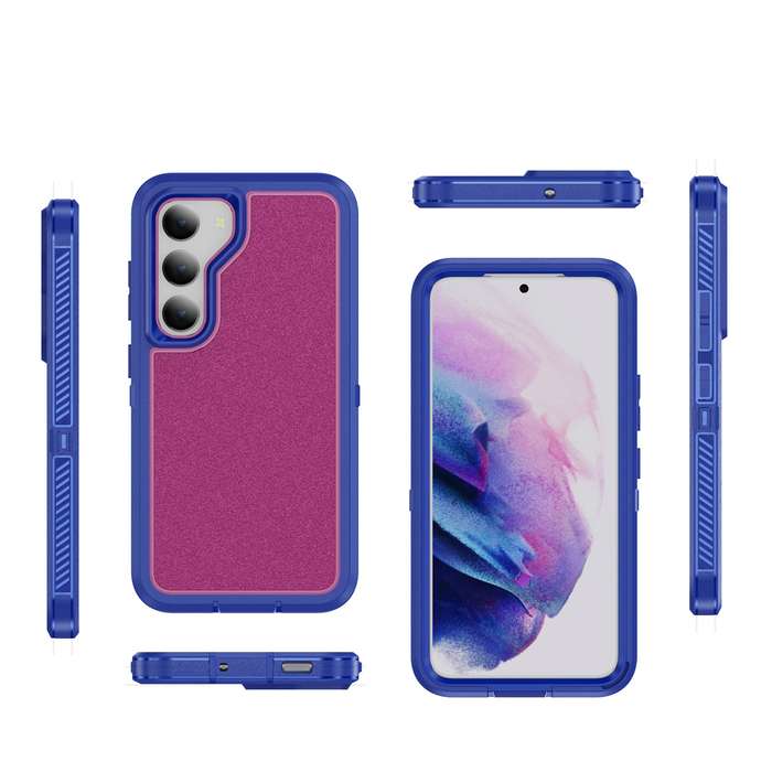 For Samsung Galaxy S22+ 5G Guard Life Waterproof Frosted Phone Case(Blue+Rose Red)