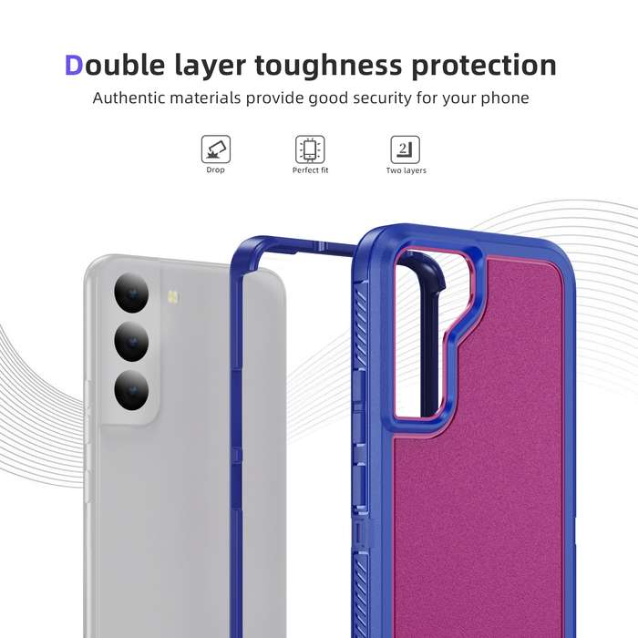 For Samsung Galaxy S22+ 5G Guard Life Waterproof Frosted Phone Case(Blue+Rose Red)