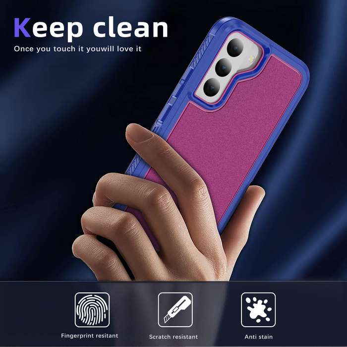 For Samsung Galaxy S22+ 5G Guard Life Waterproof Frosted Phone Case(Blue+Rose Red)