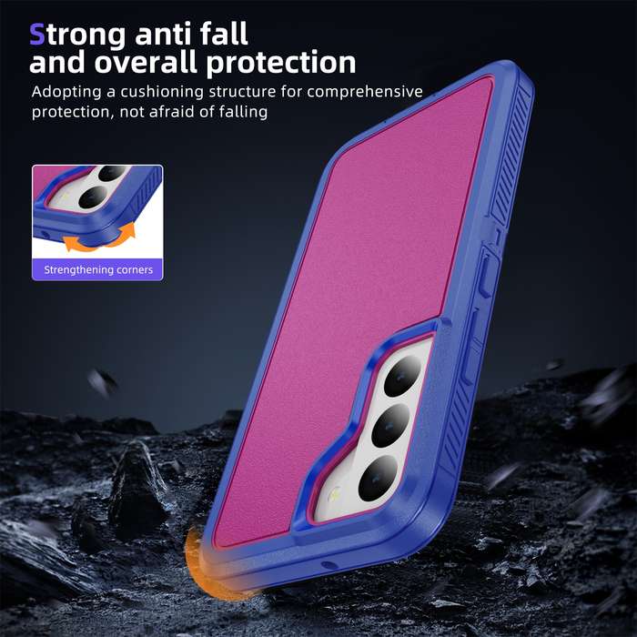 For Samsung Galaxy S22+ 5G Guard Life Waterproof Frosted Phone Case(Blue+Rose Red)