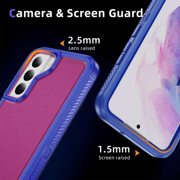 For Samsung Galaxy S22+ 5G Guard Life Waterproof Frosted Phone Case(Blue+Rose Red)