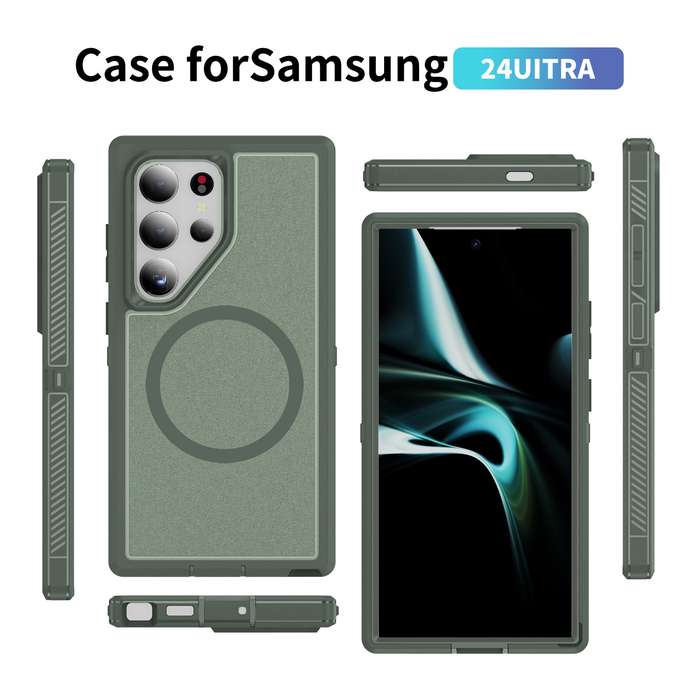 For Samsung Galaxy S24 Ultra 5G Guard Magsafe Magnetic Frosted Phone Case(Green)
