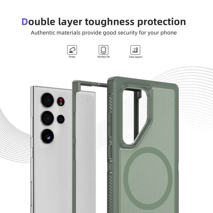 For Samsung Galaxy S24 Ultra 5G Guard Magsafe Magnetic Frosted Phone Case(Green)