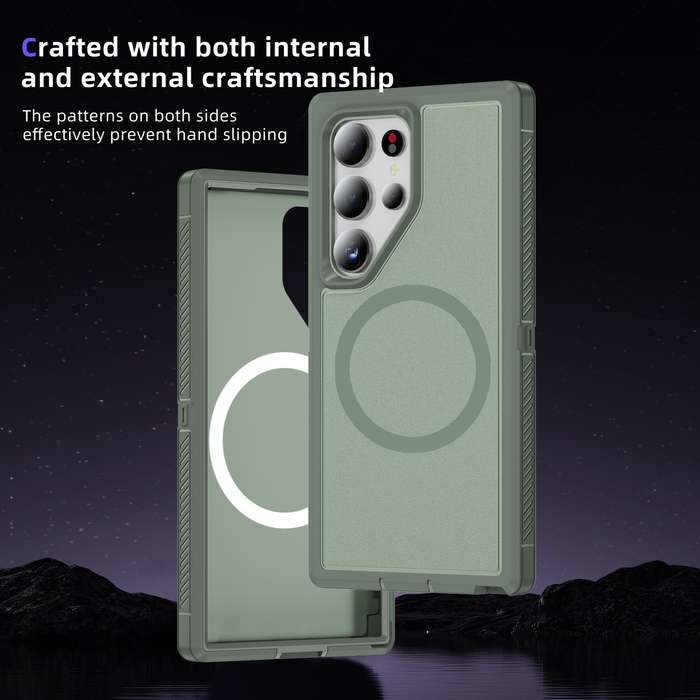 For Samsung Galaxy S24 Ultra 5G Guard Magsafe Magnetic Frosted Phone Case(Green)