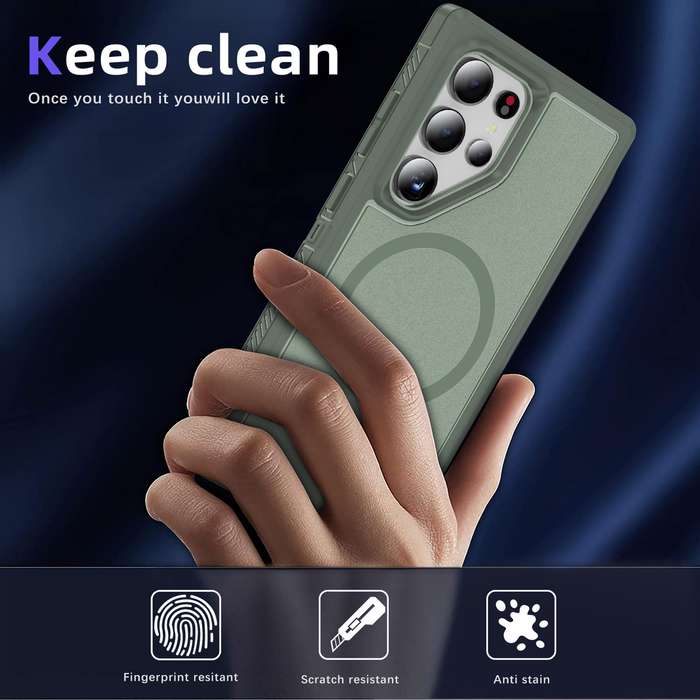For Samsung Galaxy S24 Ultra 5G Guard Magsafe Magnetic Frosted Phone Case(Green)
