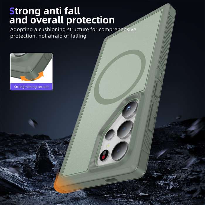 For Samsung Galaxy S24 Ultra 5G Guard Magsafe Magnetic Frosted Phone Case(Green)