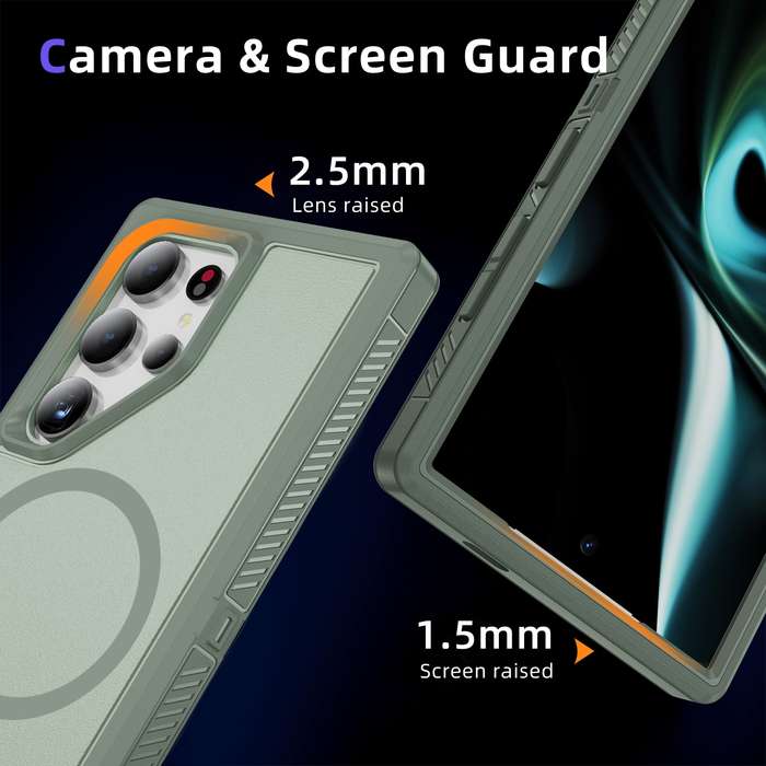 For Samsung Galaxy S24 Ultra 5G Guard Magsafe Magnetic Frosted Phone Case(Green)