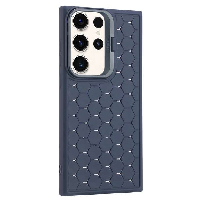 For Samsung Galaxy S24 Ultra 5G Honeycomb Radiating Lens Holder TPU Phone Case(Blue)