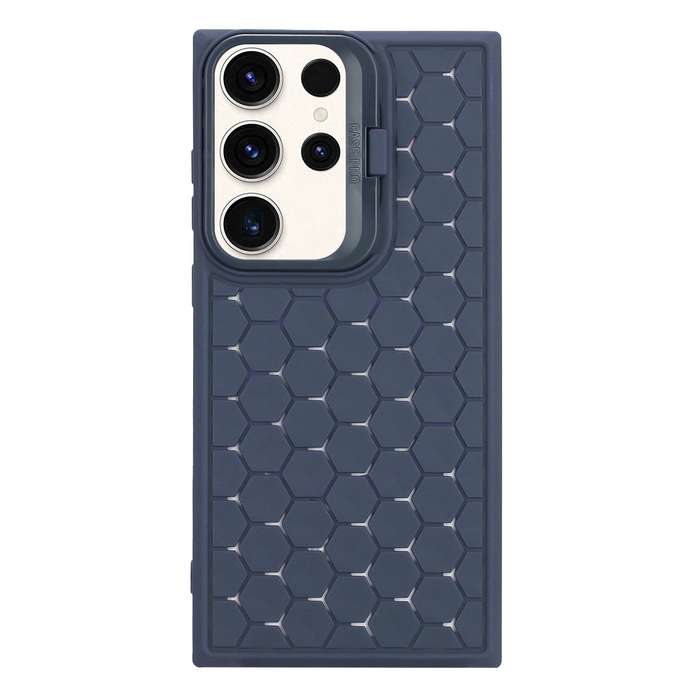 For Samsung Galaxy S24 Ultra 5G Honeycomb Radiating Lens Holder TPU Phone Case(Blue)