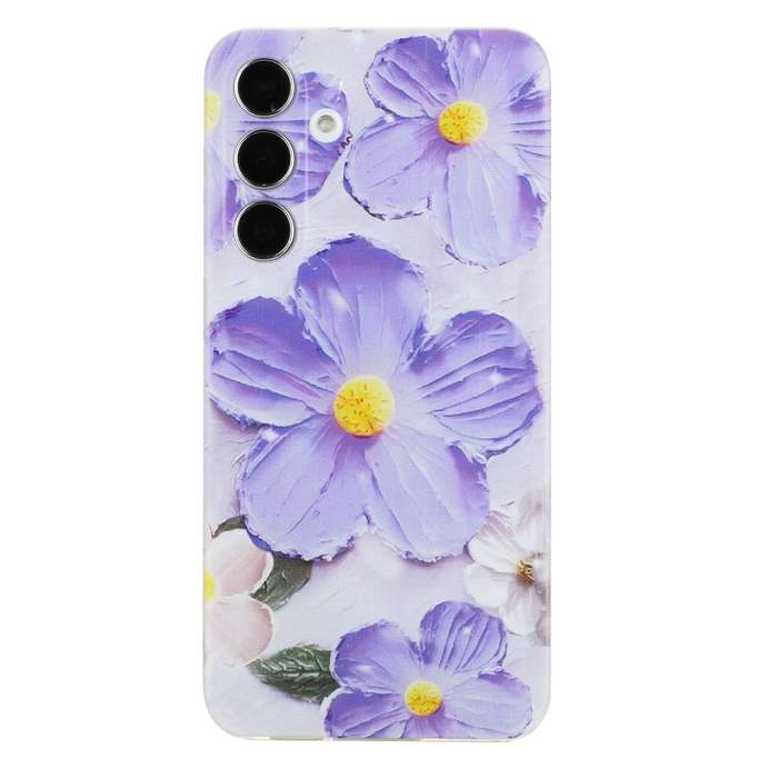 For Samsung Galaxy S24 5G Colorful Painting Pattern TPU Phone Case(Purple Flowers)