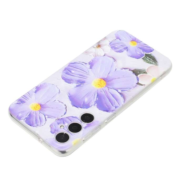For Samsung Galaxy S24 5G Colorful Painting Pattern TPU Phone Case(Purple Flowers)