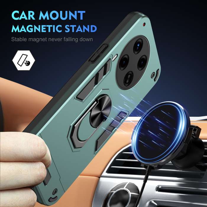 For Tecno Camon 30 Premier Shockproof Metal Ring Holder Phone Case(Green)