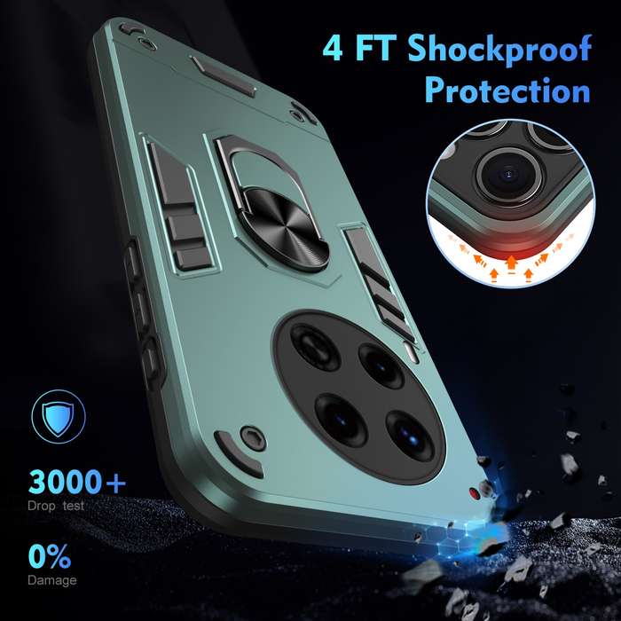 For Tecno Camon 30 Premier Shockproof Metal Ring Holder Phone Case(Green)