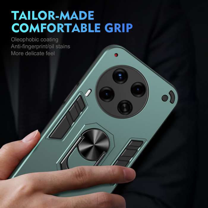 For Tecno Camon 30 Premier Shockproof Metal Ring Holder Phone Case(Green)