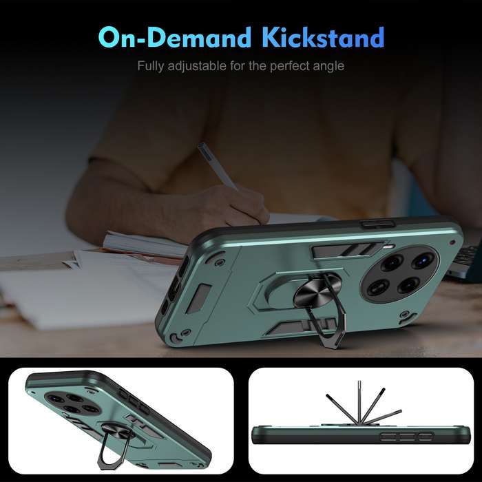 For Tecno Camon 30 Premier Shockproof Metal Ring Holder Phone Case(Green)