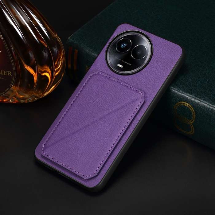 For Realme 11 5G Global / 11x / Narzo 60x D04 Calf Texture Dual Card Slot Holder Phone Case(Pur