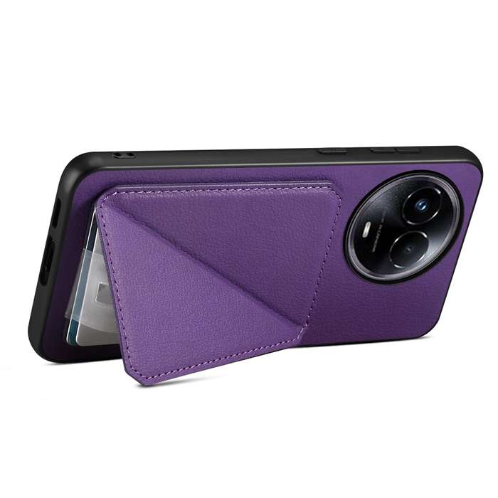 For Realme 11 5G Global / 11x / Narzo 60x D04 Calf Texture Dual Card Slot Holder Phone Case(Pur