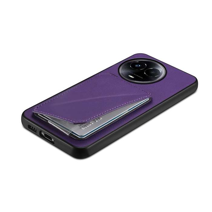For Realme 11 5G Global / 11x / Narzo 60x D04 Calf Texture Dual Card Slot Holder Phone Case(Pur