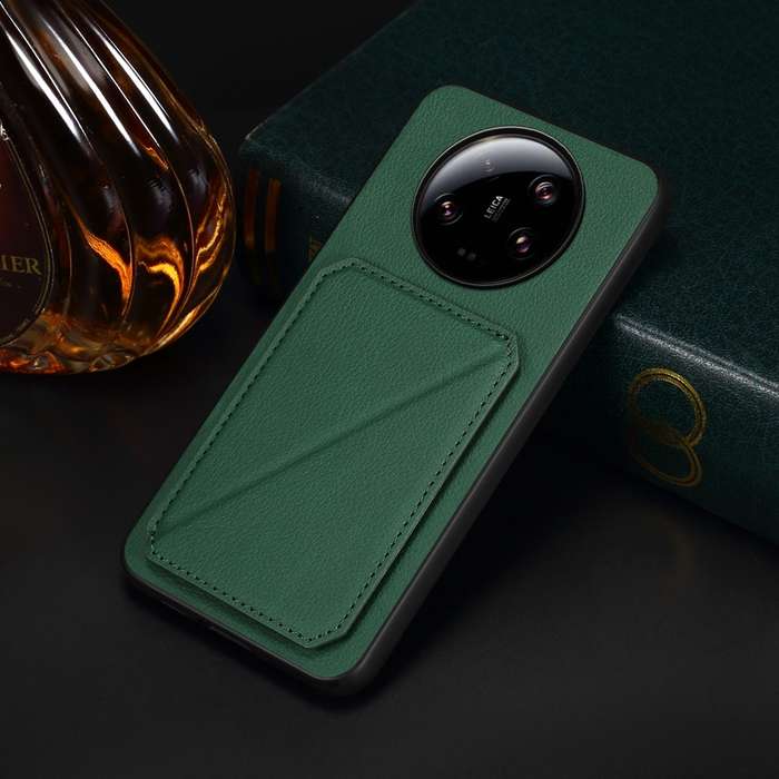 For Xiaomi 13 Ultra D04 Calf Texture Dual Card Slot Holder Phone Case(Green)